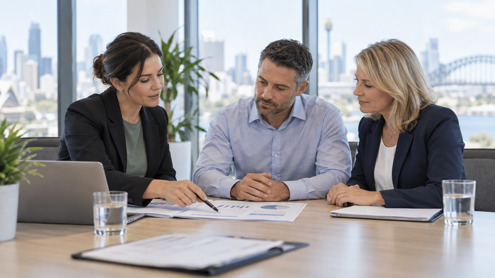 HR and claims professionals reviewing a workers compensation claim at a meeting