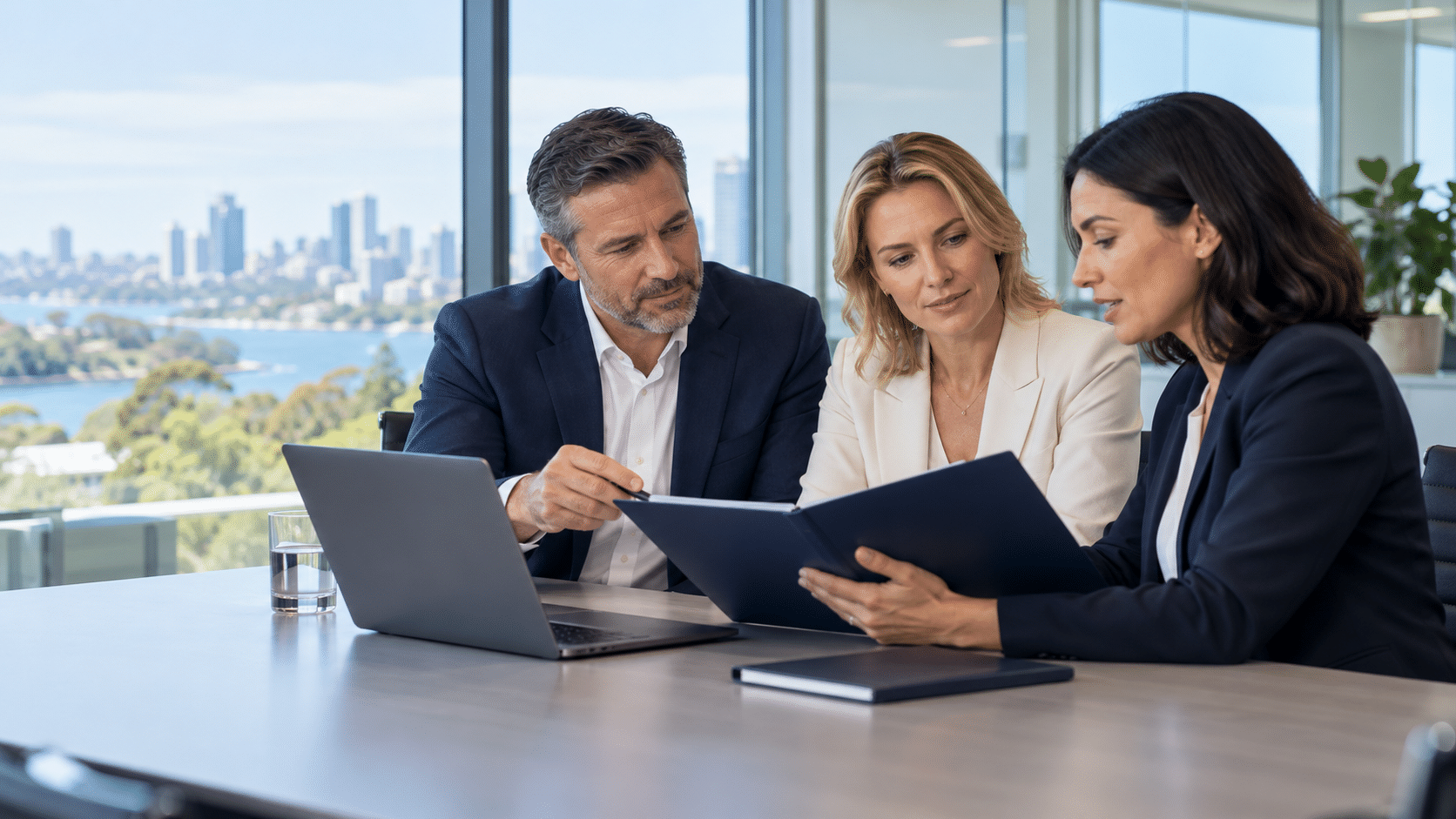 Employer and adviser reviewing workers compensation policy placement options